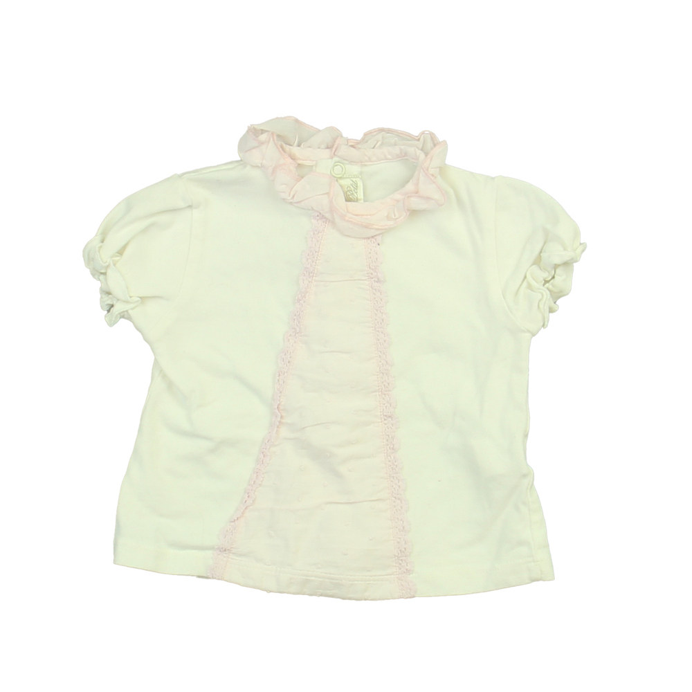 Dolce Petit Girls White Short Sleeve Shirt size: 12 Months